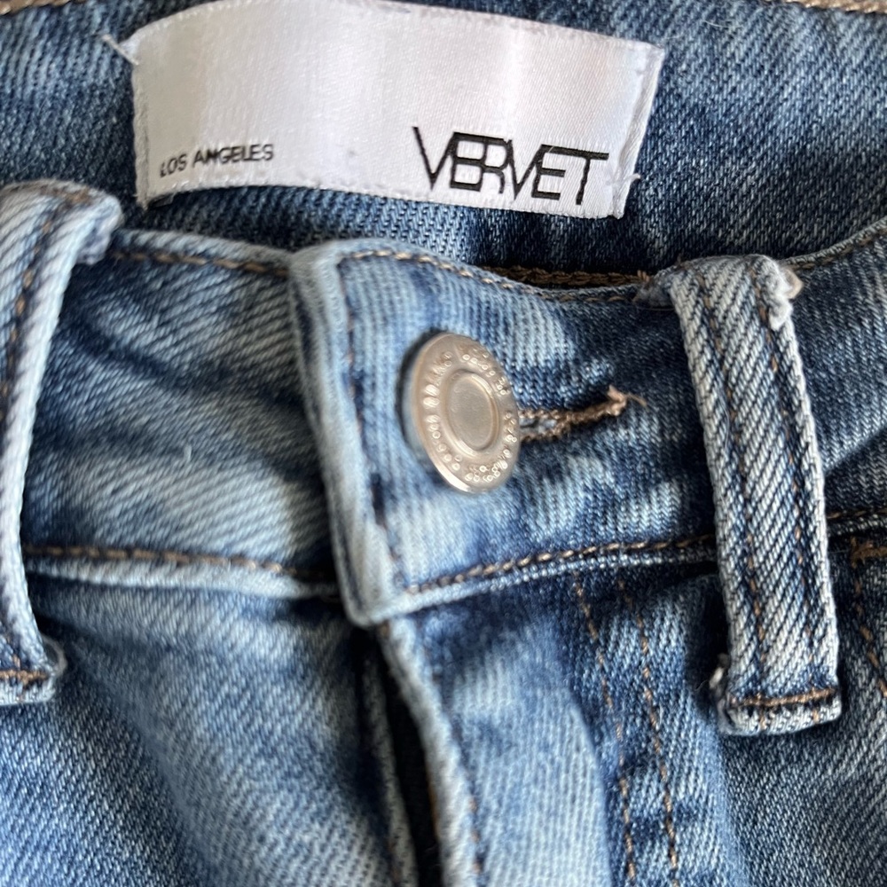 Vervet Classic high rise straight leg blue jeans distressed medium wash sz 26 - Picture 4 of 5